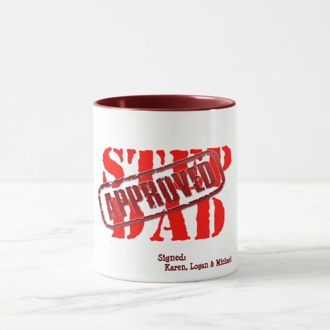custom step dad approved Personalised gift for dad Mug (Center)