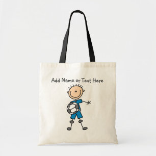 Custom Stick Figure Blue Soccer Player Bag