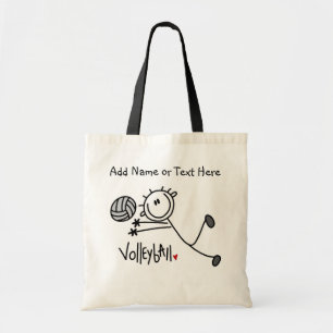 Custom Stick Figure Male Volleyball Tote Bag