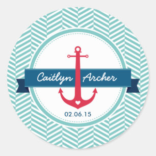 CUSTOM STICKER modern nautical anchor monogram
