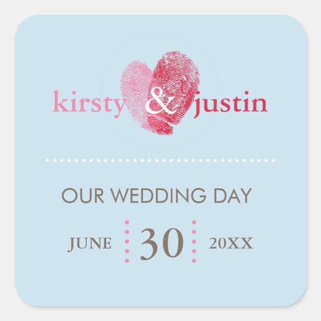 CUSTOM STICKER SEAL cute wedding fingerprint heart (Front)