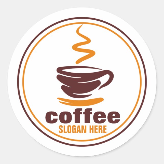 Custom stickers with coffee cup and beans logo (Front)