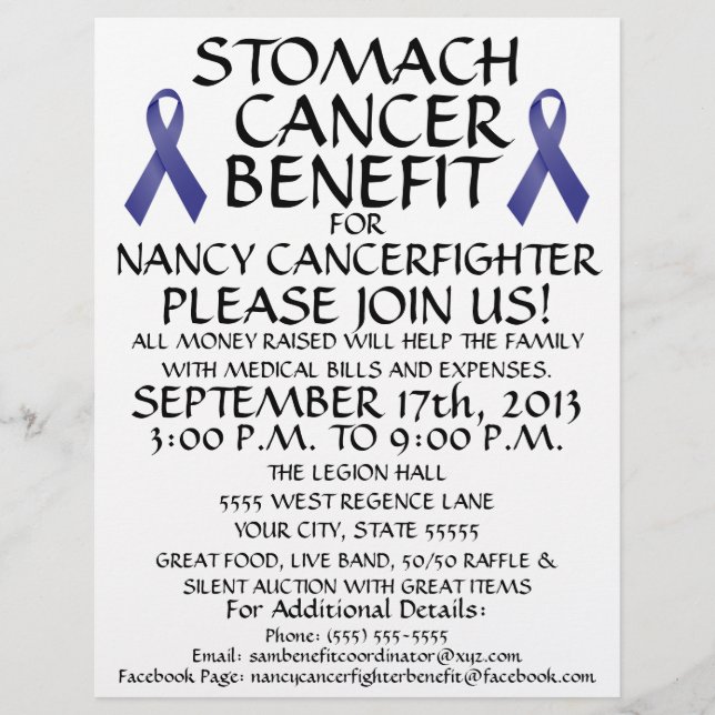 Custom Stomach Cancer Benefit Flyer (Front)