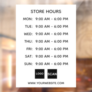 Custom Store Hours Scan to Book QR Window Cling