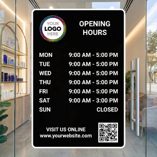 Custom Store Opening Hours Sign - Logo + QR Code