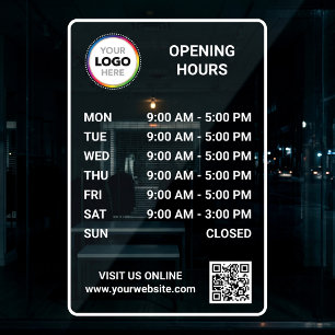 Custom Store Opening Hours Sign - Logo + QR Code