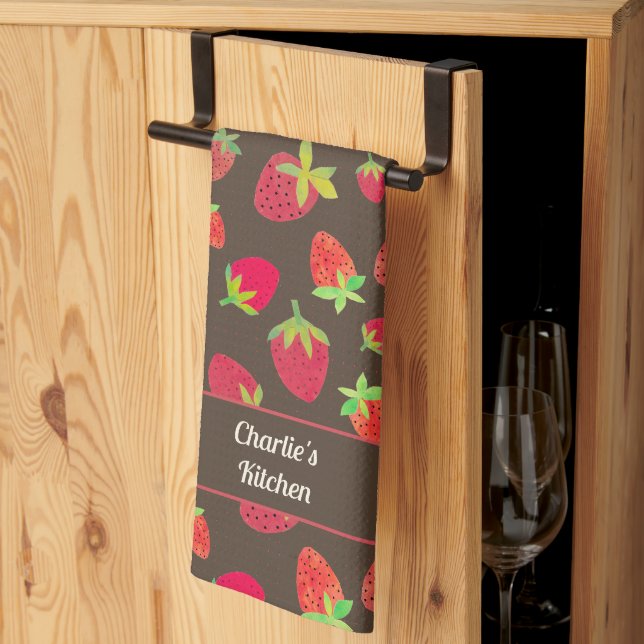 Custom Strawberry Chocolate Coloured Kitchen Towel (Thirds Fold)
