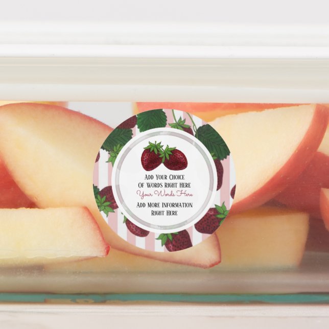 Custom Strawberry Classic Round Sticker (Affixed)