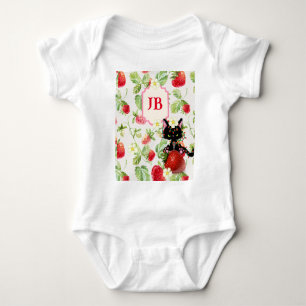 Custom Strawberry Monogrammed Baby Bodysuit