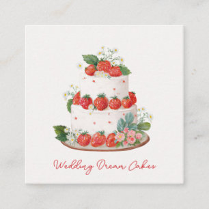 Custom Strawberry Wedding Cake Business Card