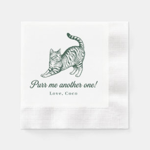 Custom Stretching Tabby Cat Purr Me One Art Napkin