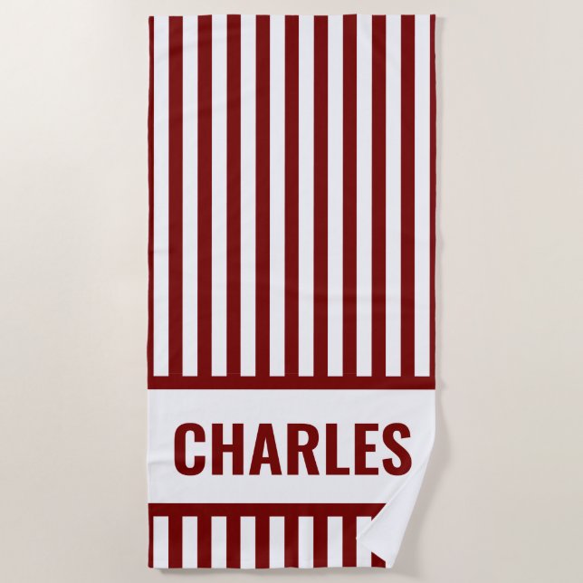 Custom Stripe Beach Towel Monogram (Front)