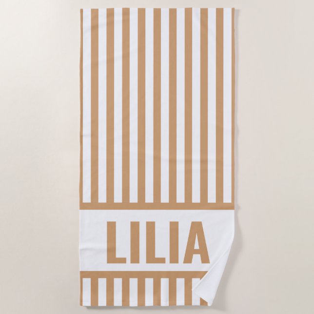 Custom Stripe Beach Towel Monogram (Front)