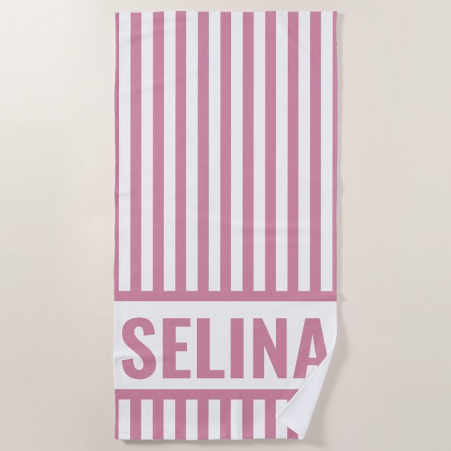 Custom Stripe Beach Towel Monogram (Front)