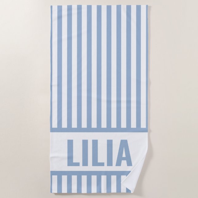 Custom Stripe Beach Towel Monogram (Front)