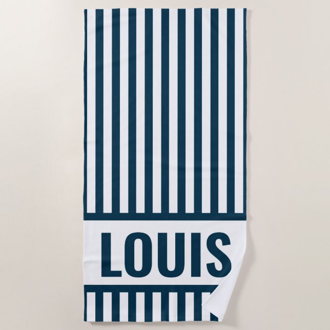 Custom Stripe Beach Towel Monogram (Front)