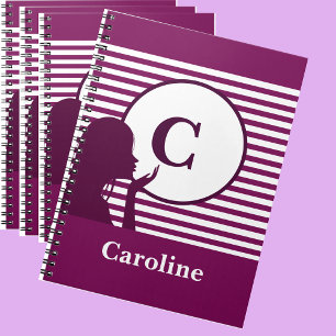 Custom Stripe Pattern   Modern Monogram Colorful Notebook