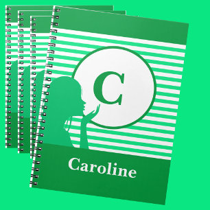 Custom Stripe Pattern Modern Monogram Colourful Notebook