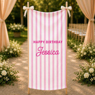Custom Striped Baby Birthday First Birthday Decor Banner