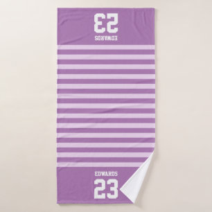 Custom Striped Sports Numbered With Name Bath Towel