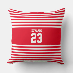 Custom Striped Sports Numbered With Name Cushion