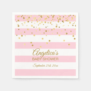 Custom Stripes Blush Pink Rose Gold BABY Shower Napkin