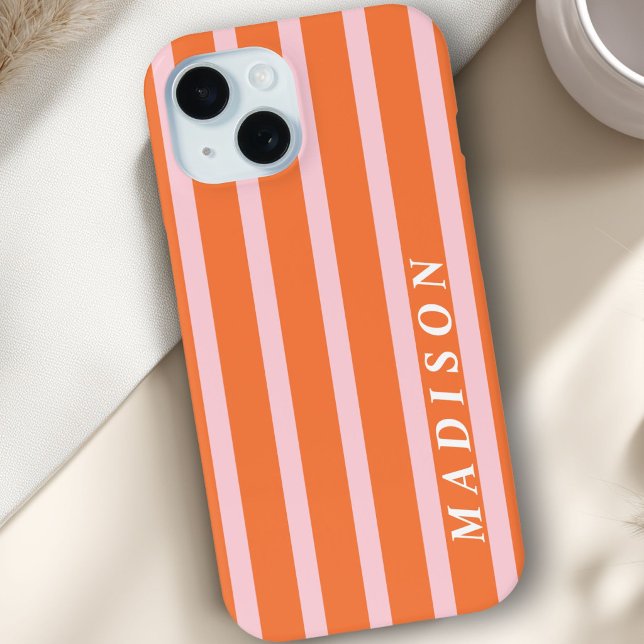 Custom Stripes Orange Pink Case-Mate iPhone Case (Custom Stripes Orange Pink Case-Mate iPhone Case)
