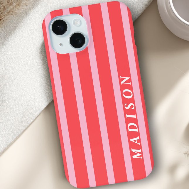 Custom Stripes Red Pink Case-Mate iPhone Case (Custom Stripes Red Pink Case-Mate iPhone Case)