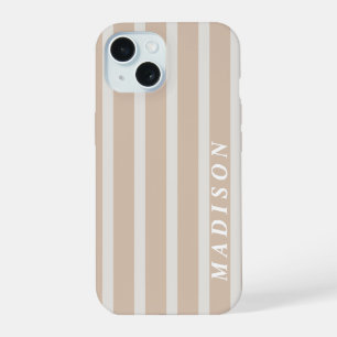 Custom Stripes Taupe Cream iPhone 15 Case
