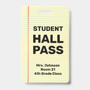 Custom Student Hall Pass ID Badge