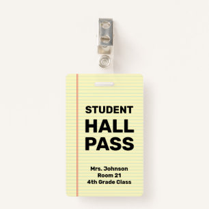 Custom Student Hall Pass ID Badge