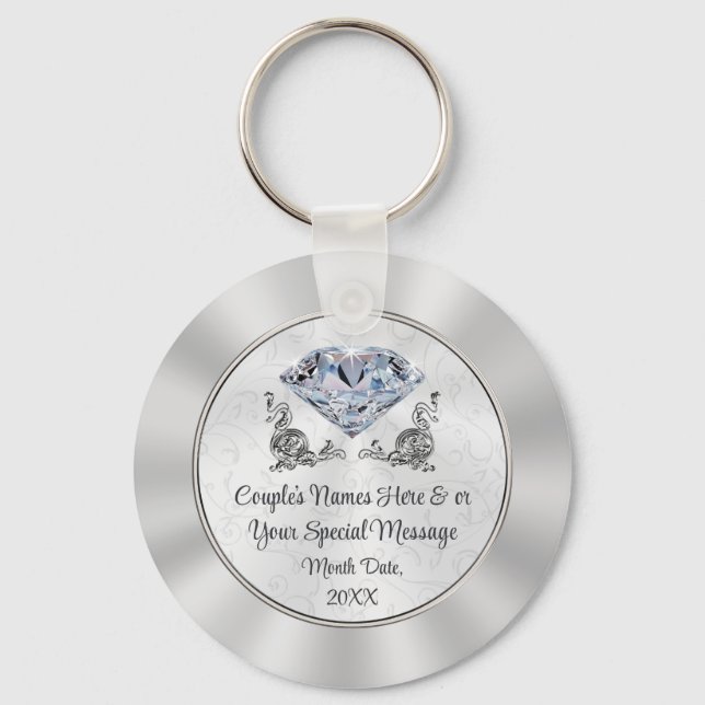 Custom Stunning yet Cheap Diamond Wedding Favours Key Ring (Front)