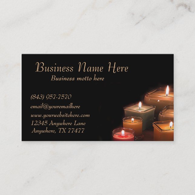 Custom Stylish Black Candles Business Cards (Front)
