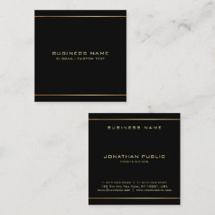 Custom Stylish Black & Gold Template Professional Square Business Card