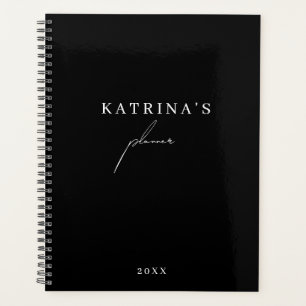 Custom Stylish Black White Minimalist Script Planner