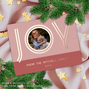 Custom Stylish Blush Pink Minimalist Rose Gold Foil Holiday Postcard