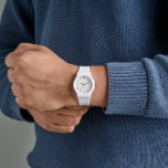 Custom Stylish Gold Monogram White Silicone Strap Watch<br><div class="desc">Create your own custom, personalised, elegant trendy cool unique classy faux gold, white and black hours, monogrammed, ladies and mens unisex, stylish, white silicone strap watch. Simply type in your name / monogram / initials, to customise. Makes a great gift, for birthday, graduation, fathers day, mothers day, christmas, holidays, wedding,...</div>