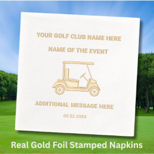 Custom Stylish Golf Club League Event Real Gold  Foil Napkins