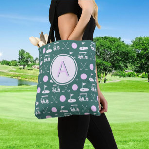 CUSTOM STYLISH LADY GOLFER MONOGRAM TOTE BAG