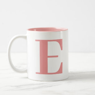 Custom Stylish Modern Pink Monogram Initials Two-Tone Coffee Mug