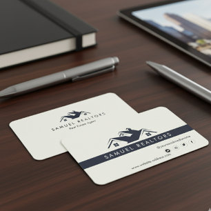 Custom Stylish Modern Real Estate Home Logo White Business Card