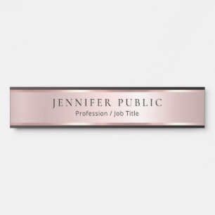 Custom Stylish Modern Template Luxe Rose Gold Door Sign