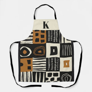 Custom Stylish Monogram African Mud Cloth Print Apron