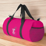 Custom Stylish Monogram Typography Hot Pink Duffle Bag<br><div class="desc">A beautiful custom duffle bag design with an elegant stylish representation of your name and monogram with classic serifs and a more ornate script typography in a balanced and symmetry. The three elements blend together with a sophisticated harmony and create your own personal branding logo. Shown here with a trendy...</div>