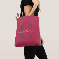 Custom Stylish Monogrammed Name Magenta Red