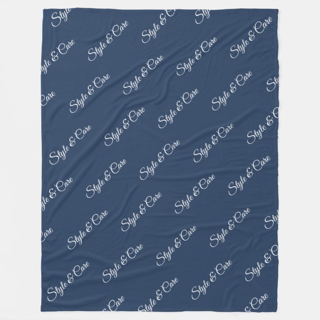 Custom Stylish Name Pattern Stylish Navy Fleece Blanket (Front)