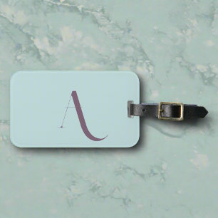 Custom stylish trendy Typography Monogram Blue Luggage Tag