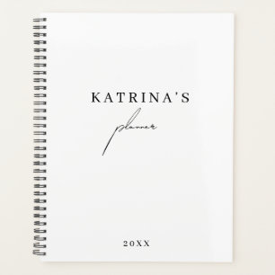 Custom Stylish White Black Minimalist Script Planner