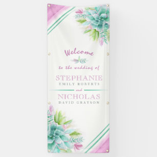 Custom succulent wedding art welcome banner