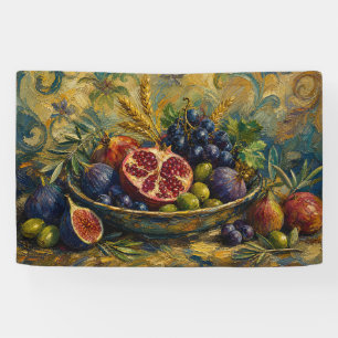 Custom Sukkah Banner, Seven Species Israel Sukkot Banner
